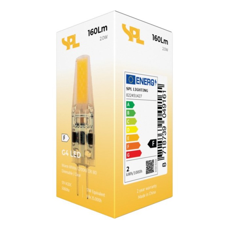 SPL LED Kapsel T10x35 G4 1,5 W 160 lm 2700K klar dimmbar