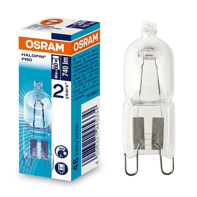 Osram Halogen Stiftsockellampe 48W = 60W G9 klar 230V 740lm Halopin Superstar