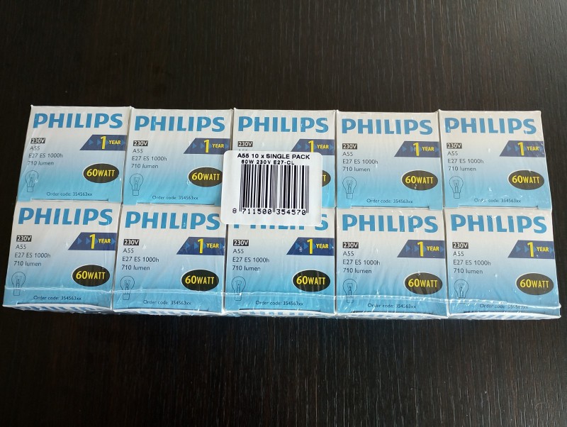 Preview: 10x Philips Standard Glühlampe 60W E27 230V A55 - Klar