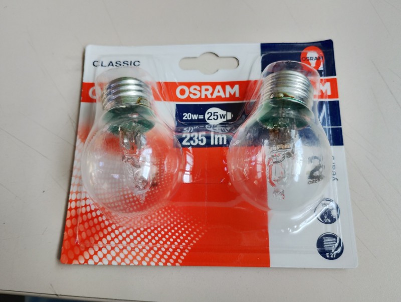 2x OSRAM Tropfenlampe E27 20W = 25W klar