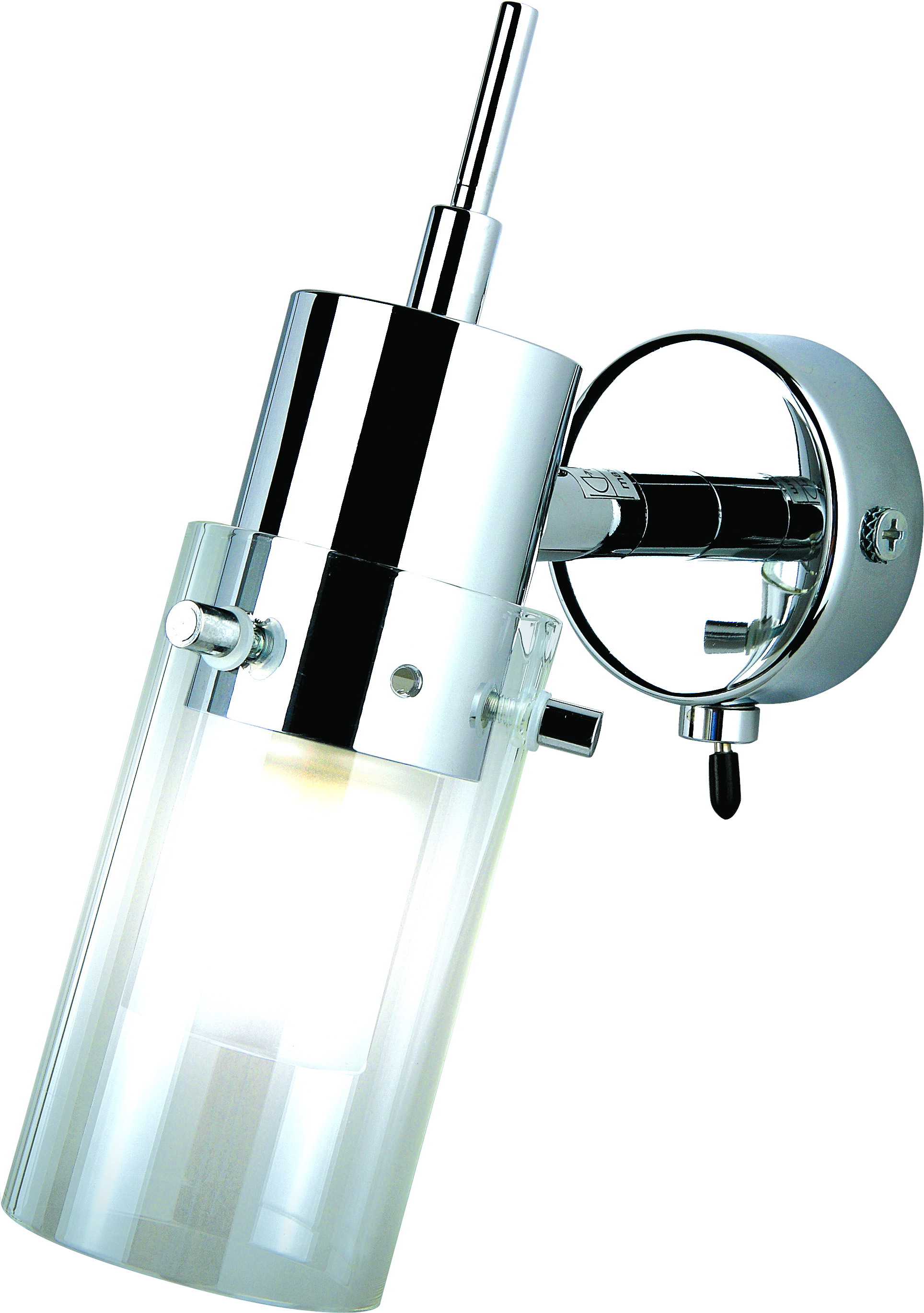 Wandleuchte mit Schalter in chrom mit Klarglas 