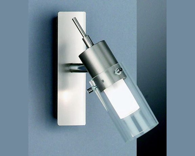 Leiste mit Schalter in Nickel Matt mit Glas in klar (ohne Leuchtmittel)