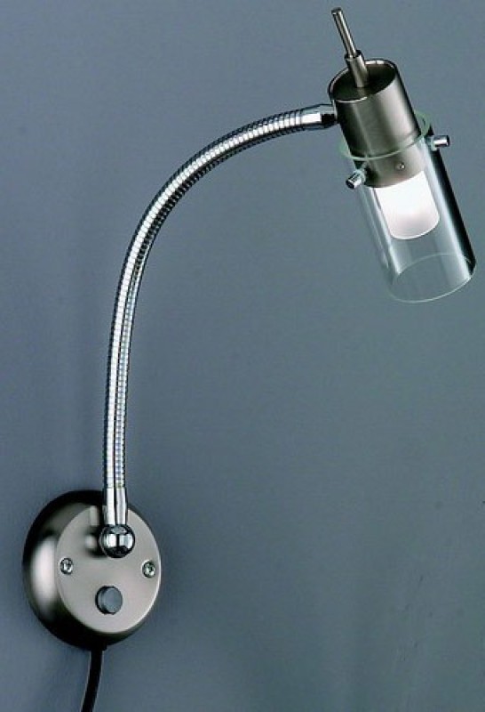 Wandleuchte mit Zugschalter in Nickel Matt und Glas in klar (ohne Leuchtmittel)