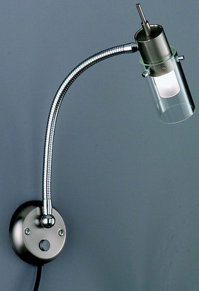 Wandleuchte mit Zugschalter in nickel matt und Gla