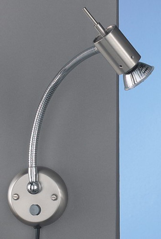 Wandleuchte mit Zugschalter in Nickel Matt (ohne Leuchtmittel)