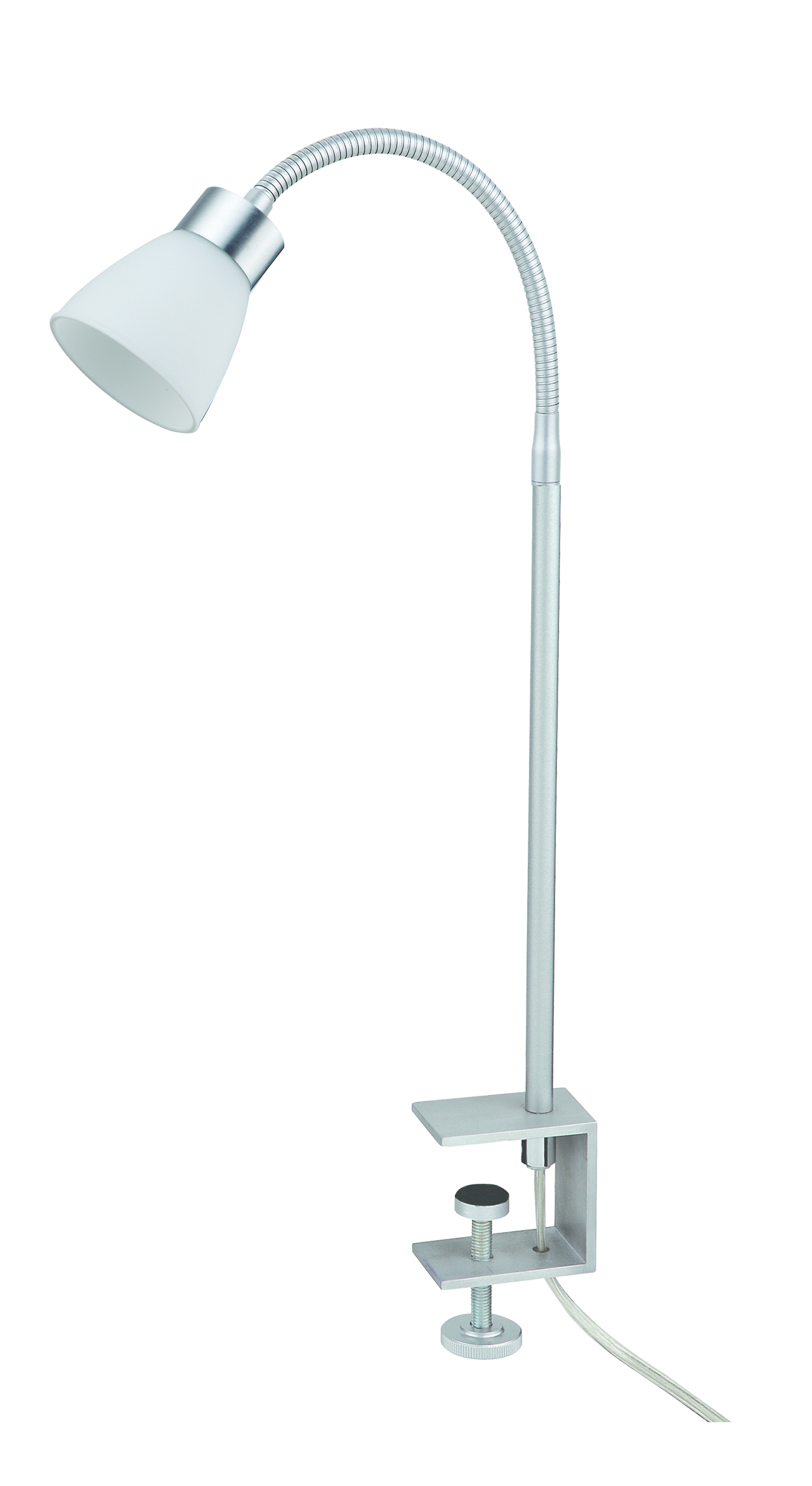 LED Klemmleuchte 5 W – Alu matt / Opalglas, Höhe 4