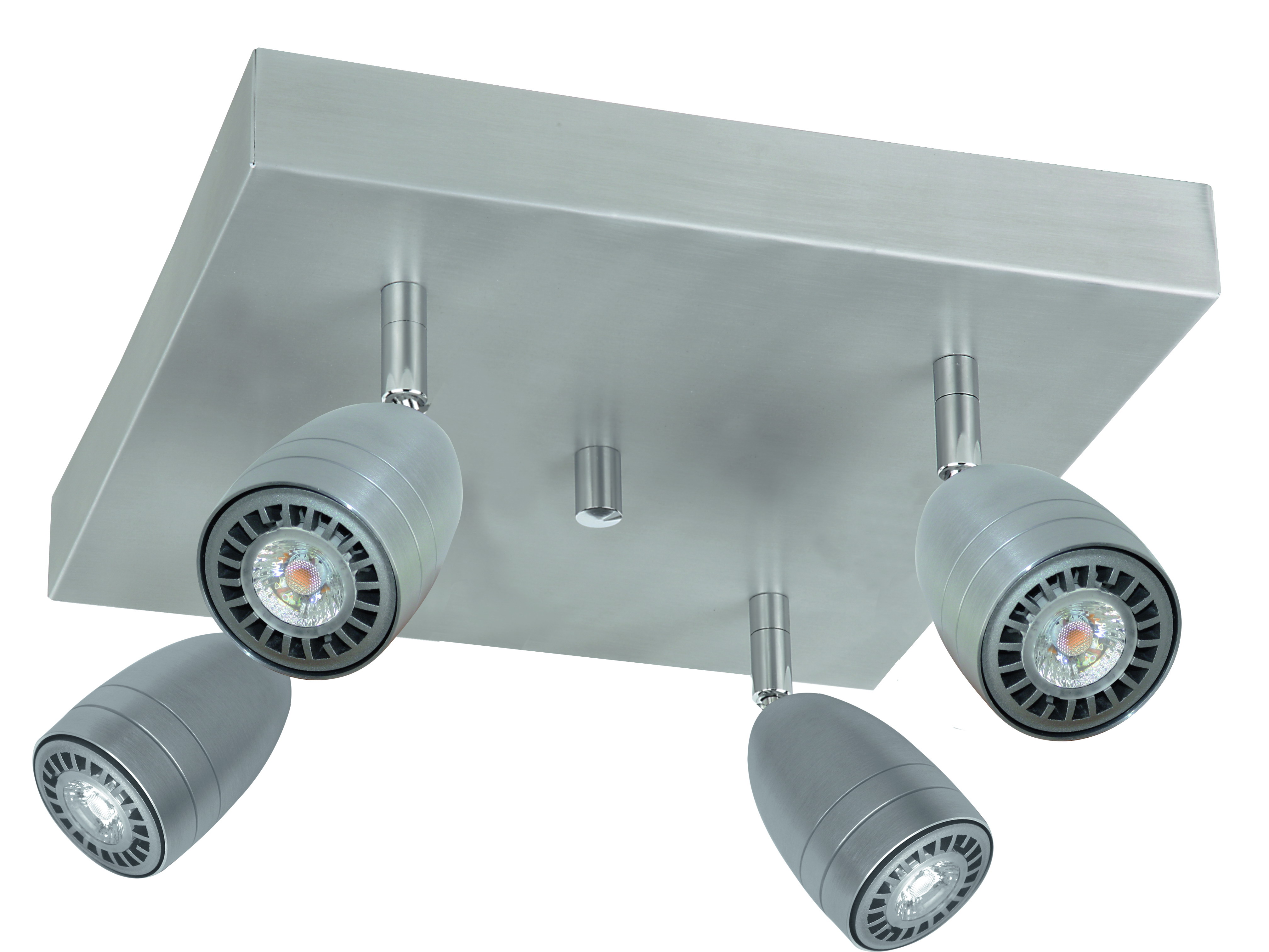 Omega LED Quadroplatte 28x28cm in alu matt 4-flamm
