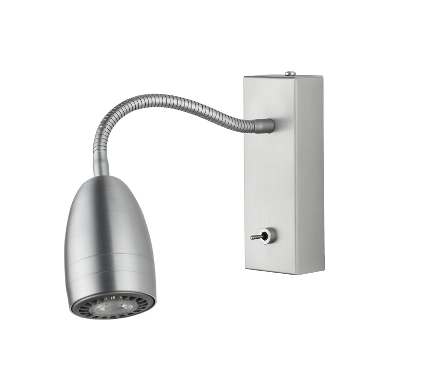 Omega LED Wandleuchte mit Schalter in Alu matt