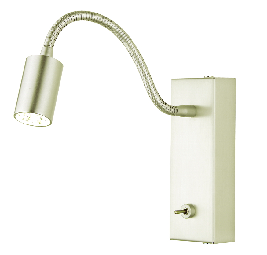 Flux LED Wandleuchte mit Schalter in Nickel matt