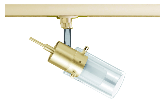 Powerline Strahler in gold matt mit Glas in klar