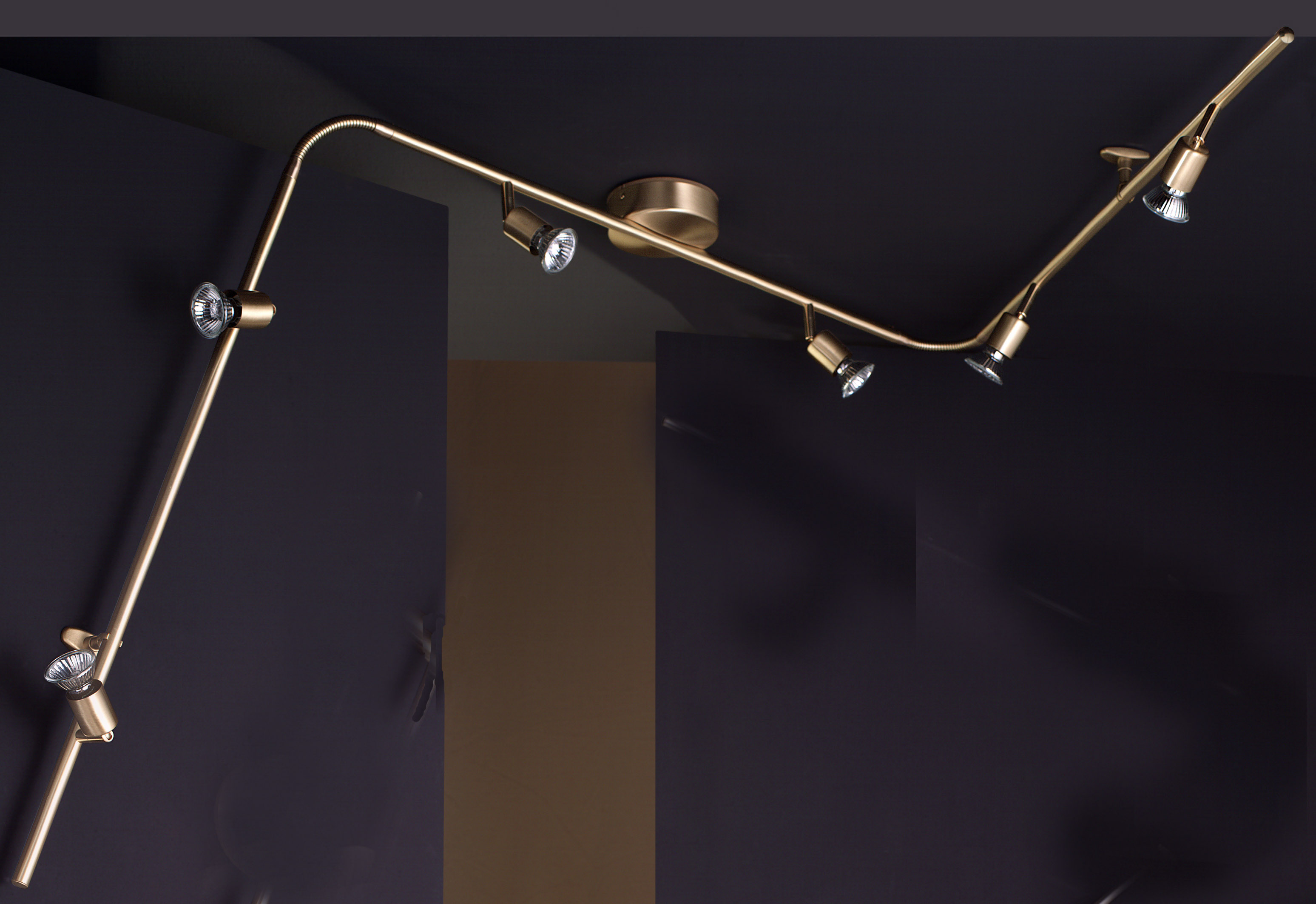 Deckenleuchte 265cm in gold matt 6-flammig 6xGU10