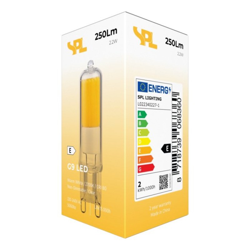 SPL LED Stiftsockellampe T14 G9 2,2 W 250 lm 2700K klar