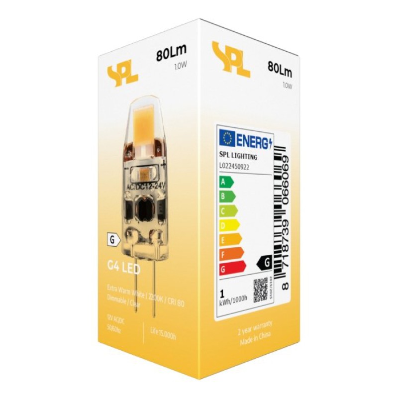SPL LED Kapsel T10x31 G4 1,1 W 80 lm 2200K klar dimmbar