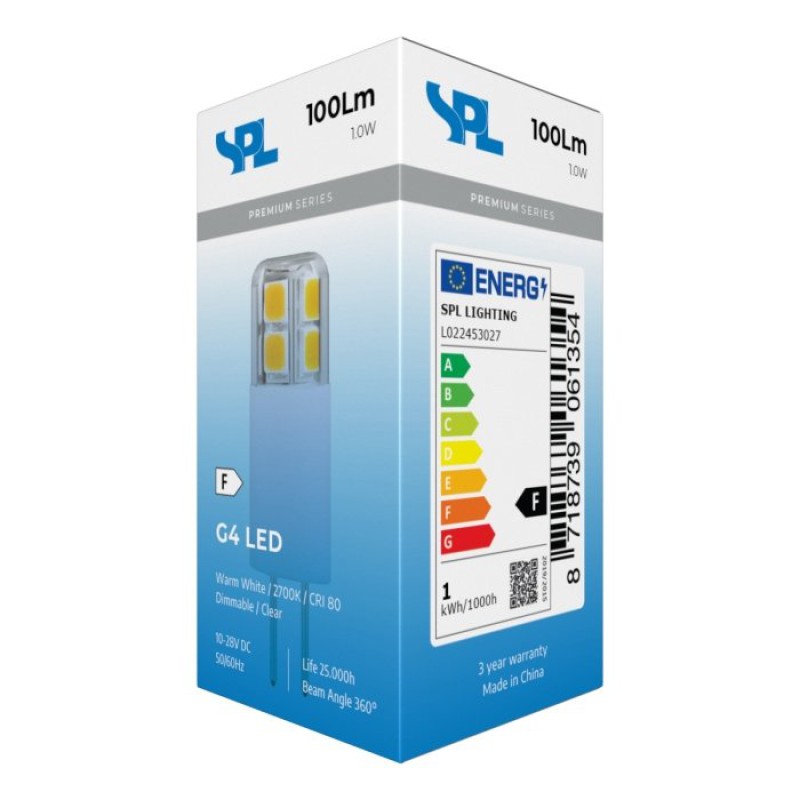 SPL LED Kapsel T10x34 G4 1 W 100 lm 2700K klar dimmbar