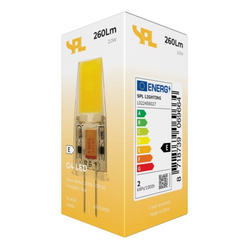 SPL LED Kapsel T12x37 G4 2 W 260 lm 2700K klar dimmbar