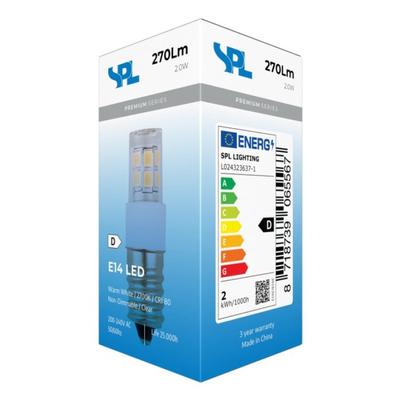 Preview: SPL LED Röhre T14x47 E14 2 W 270 lm 2700K klar