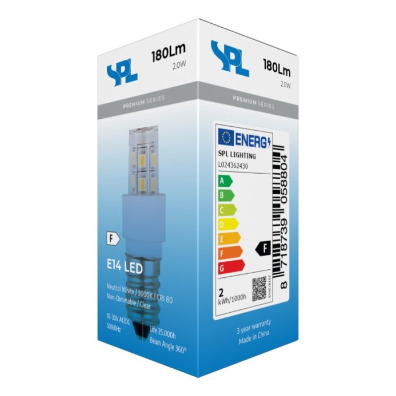 Preview: SPL LED Röhre T17x52 E14 2 W 180 lm 3000K klar