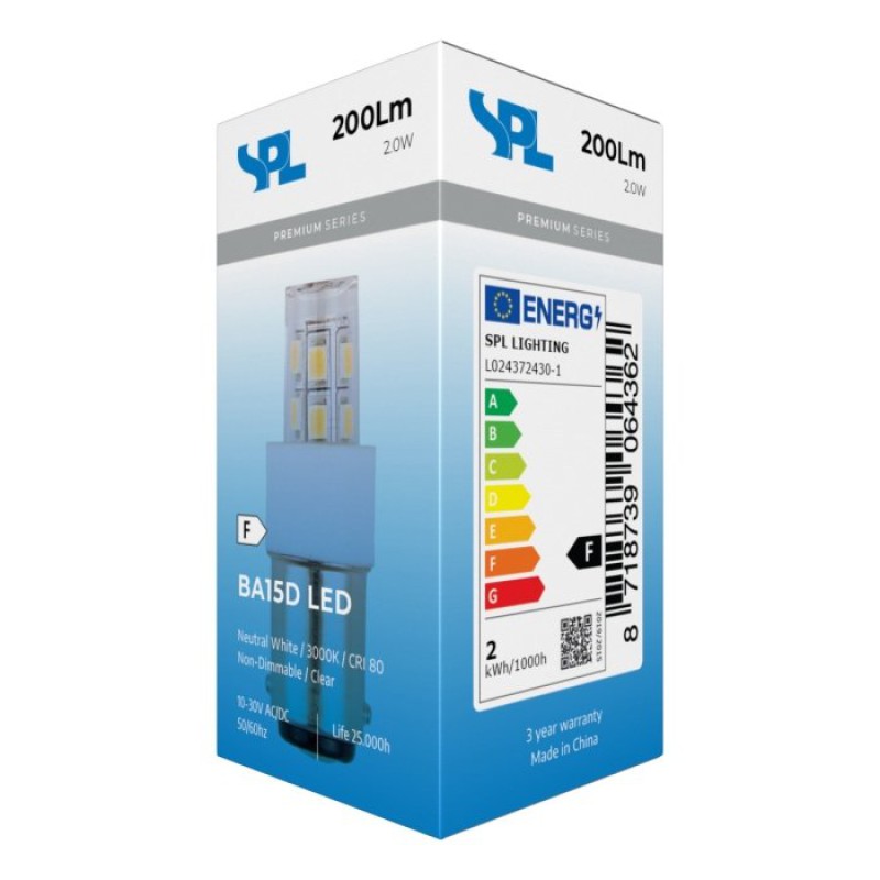 Preview: SPL LED Röhre T17x47 Ba15d 2 W 200 lm 3000K klar