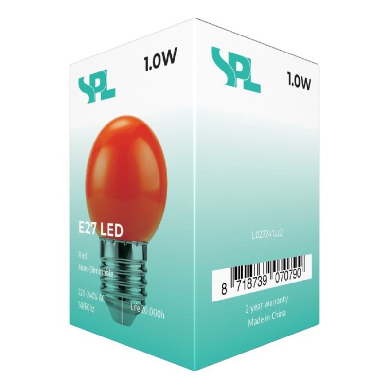 SPL LED Globe G45x68 E27 1 W 18 lm Rot