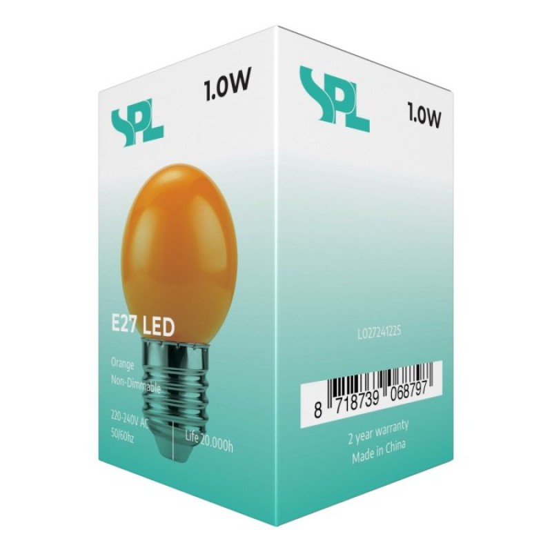 SPL LED Globe G45x68 E27 1 W 35 lm Orange