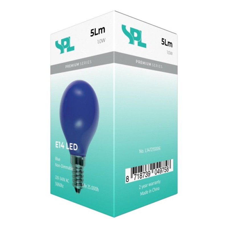 Preview: SPL LED Filament Globe G45x75 E14 1 W 5 lm Blau