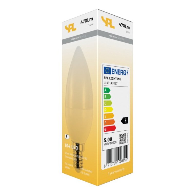 Preview: SPL LED Kerze C35x105 E14 5 W 470 lm 2700K opal dimmbar
