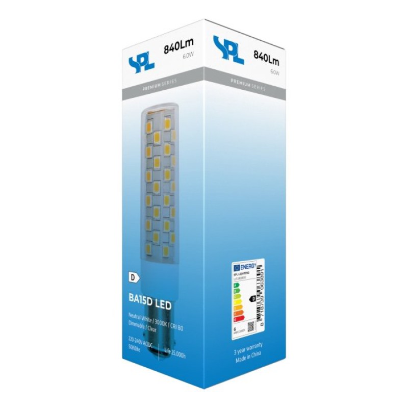 Preview: SPL LED Röhre T18x80 Ba15d 6 W 840 lm 3000K klar dimmbar