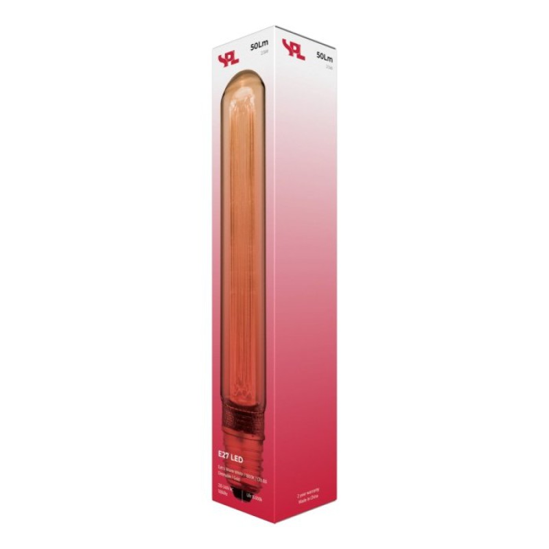 SPL LED Röhre T30x185 E27 2,5 W 50 lm 1800K Gold dimmbar