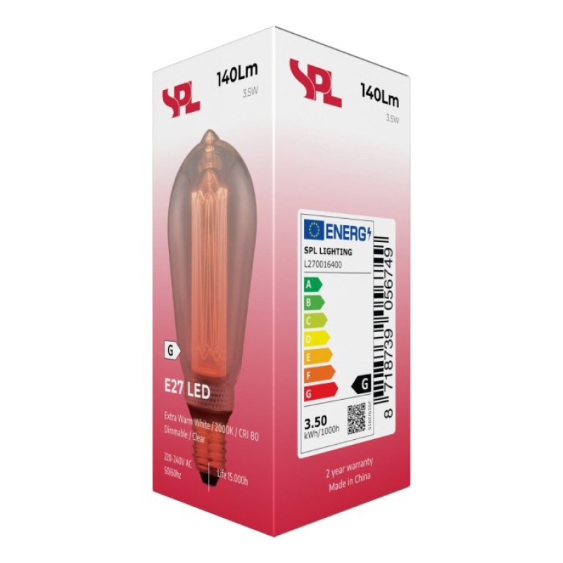SPL LED Rustika ST64x145 E27 3,5 W 140 lm 2000K klar dimmbar
