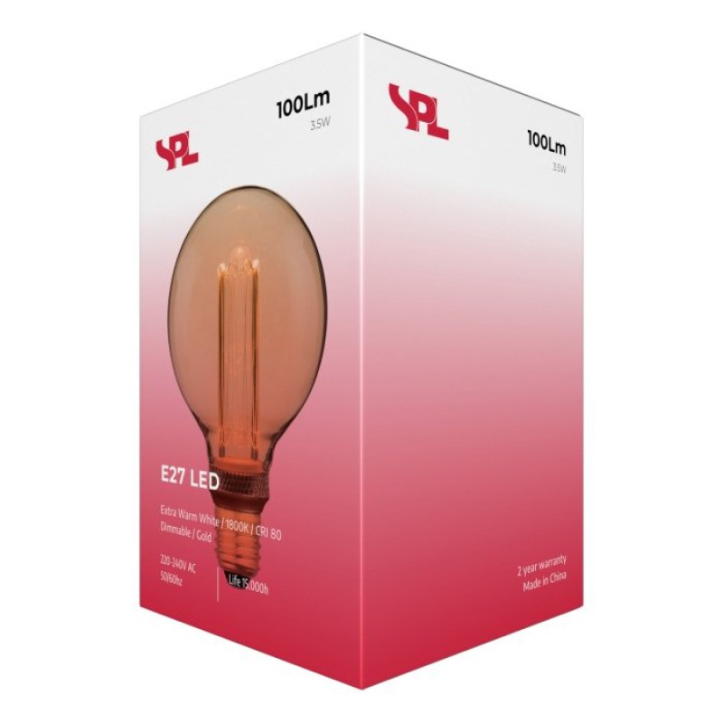 SPL LED Globe G95x145 E27 3,5 W 100 lm 1800K Gold dimmbar