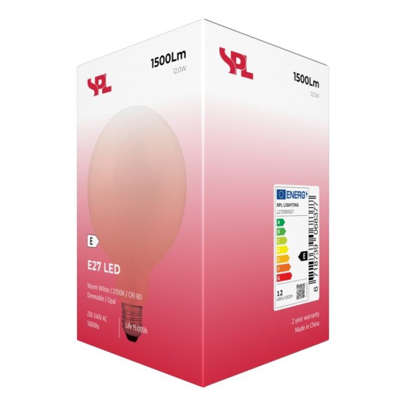 SPL LED Filament Globe G125x180 E27 12 W 1500 lm 2700K opal dimmbar
