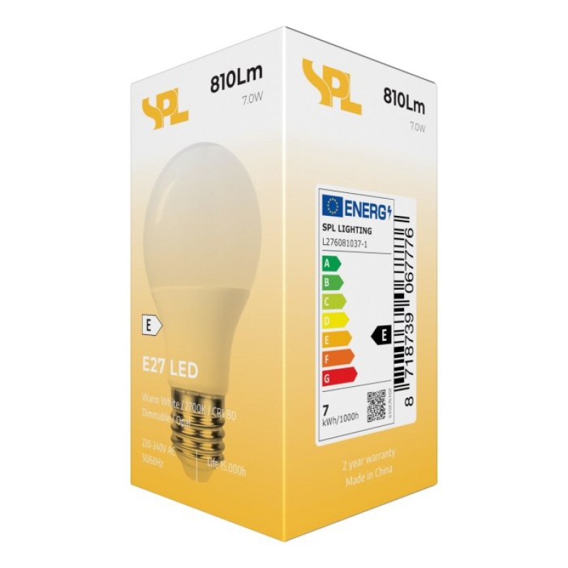 Preview: SPL LED Birne A60x105 E27 7,3 W 810 lm 2700K opal dimmbar