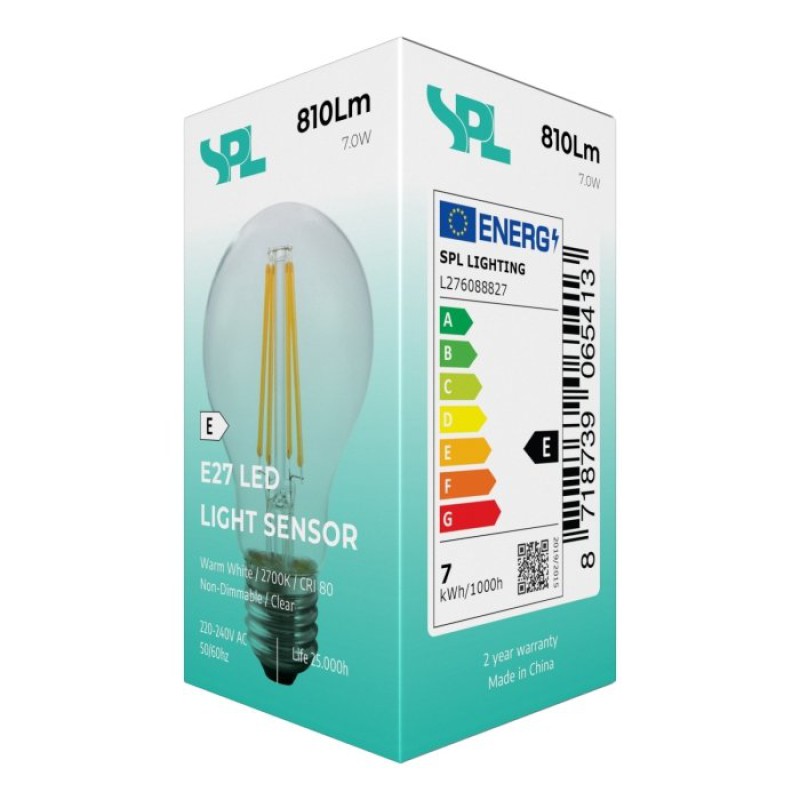 Preview: SPL LED Filament Birne A60x106 E27 7 W 810 lm 2700K klar