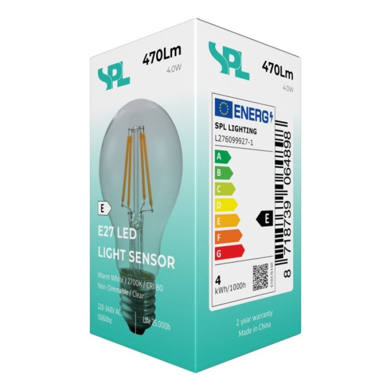 Preview: SPL LED Filament Birne A60x106 E27 4 W 470 lm 2700K klar