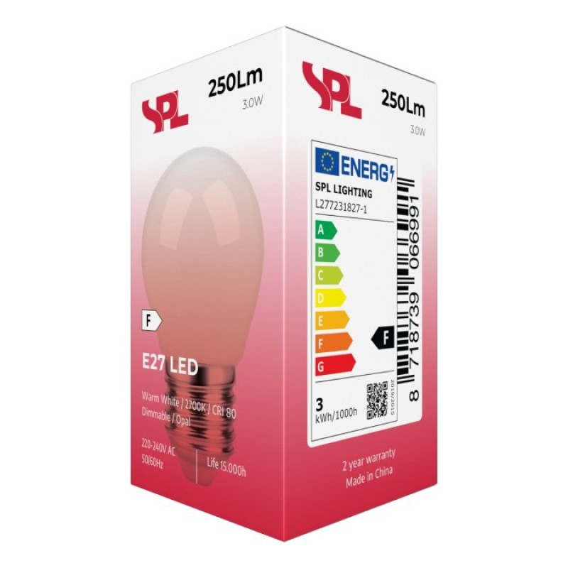 SPL LED Filament Globe G45x80 E27 2,8 W 250 lm 2700K matt dimmbar