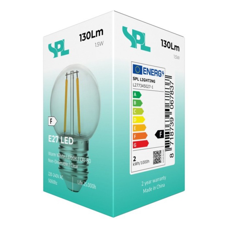 Preview: SPL LED Filament Globe G45x68 E27 1,5 W 130 lm 2700K klar