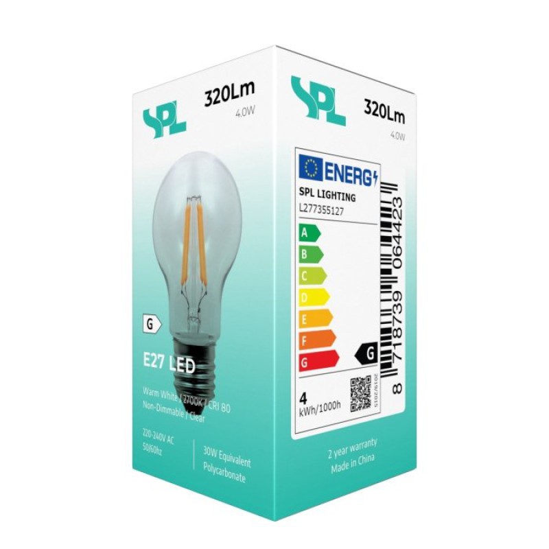 Preview: SPL LED Filament Birne A55x100 E27 3,5 W 320 lm 2700K klar
