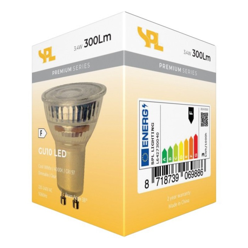 SPL LED Reflektor 50x55 GU10 3,4 W 300 lm 4000K klar dimmbar