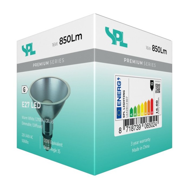 SPL LED Reflektor 120x112 E27 16 W 850 lm 2700K klar dimmbar