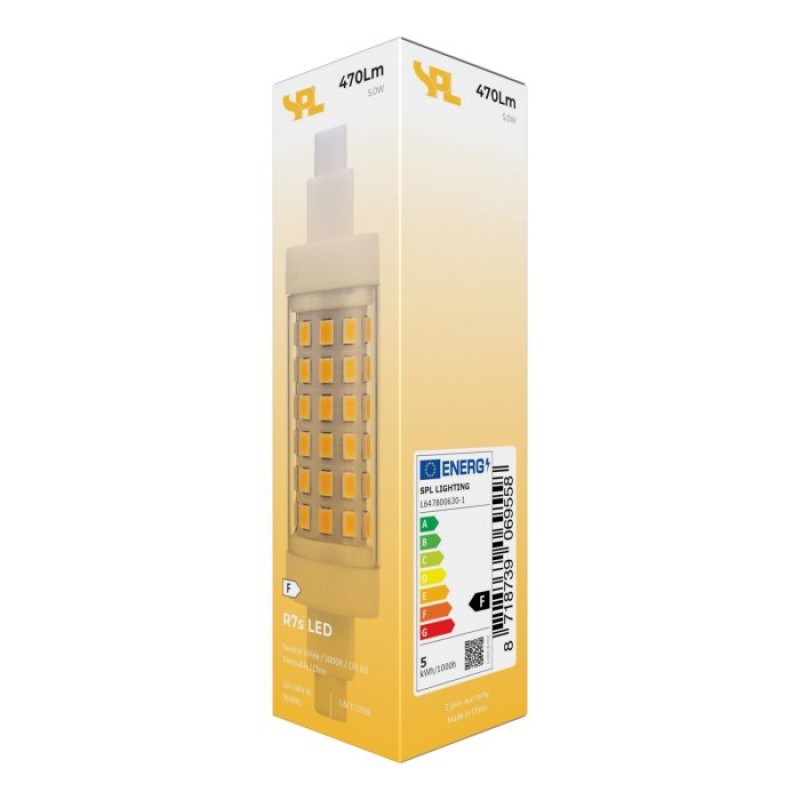 SPL LED Röhre T20x78 R7s 5 W 470 lm 3000K klar dimmbar