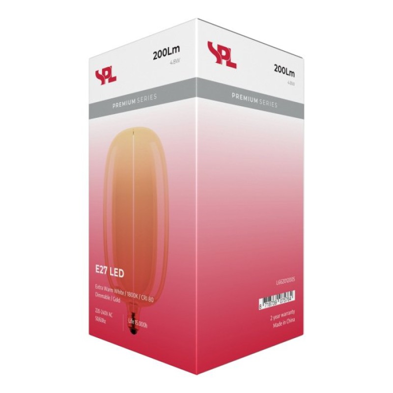 SPL LED Filament Olive WG145x280 E27 4,8 W 200 lm 1800K Gold dimmbar
