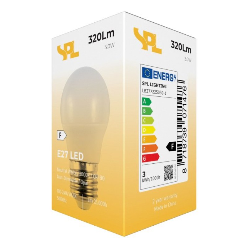 SPL LED Globe G45x80 E27 3 W 320 lm 3000K opal