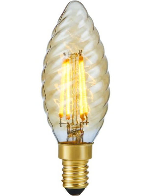Preview: SPL LED Filament Kerze gedreht C35x100 E14 4 W 250 lm 2200K Gold dimmbar