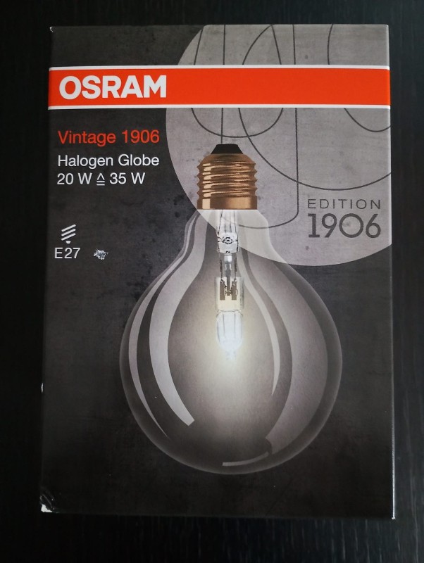 OSRAM Globelampe Halogen Ø95 20W = 25W klar Vintage 1906 Edition