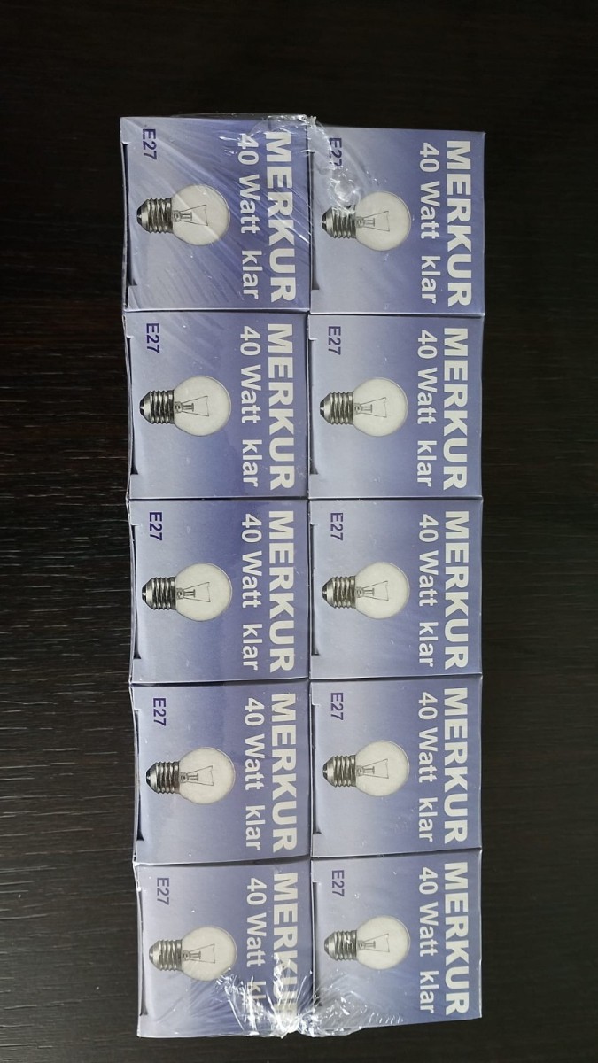 10x Merkur Tropfenlampe E27 40W klar