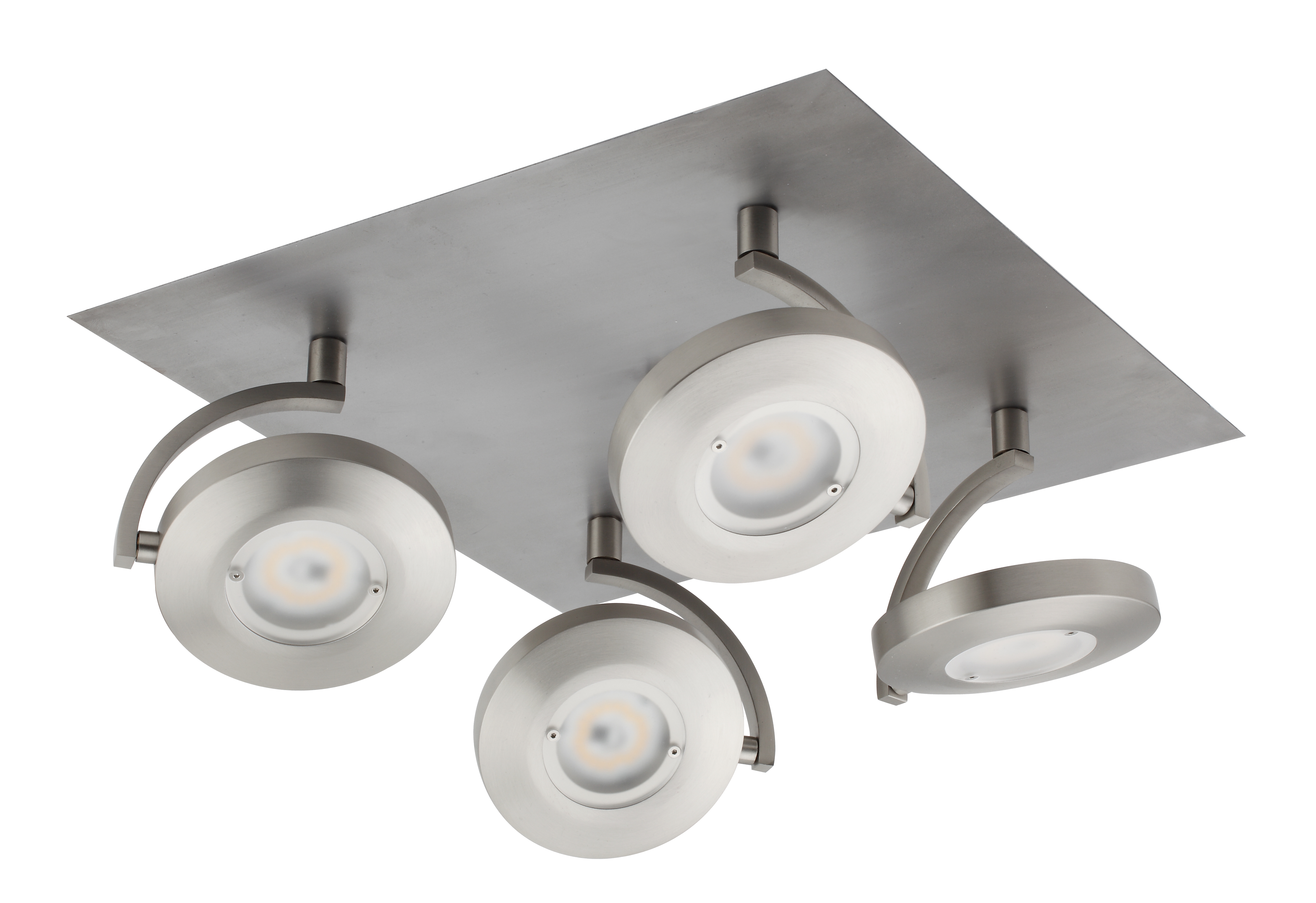 LED Quadroplatte 4 × 8,5 W – Nickel matt, warmweiß