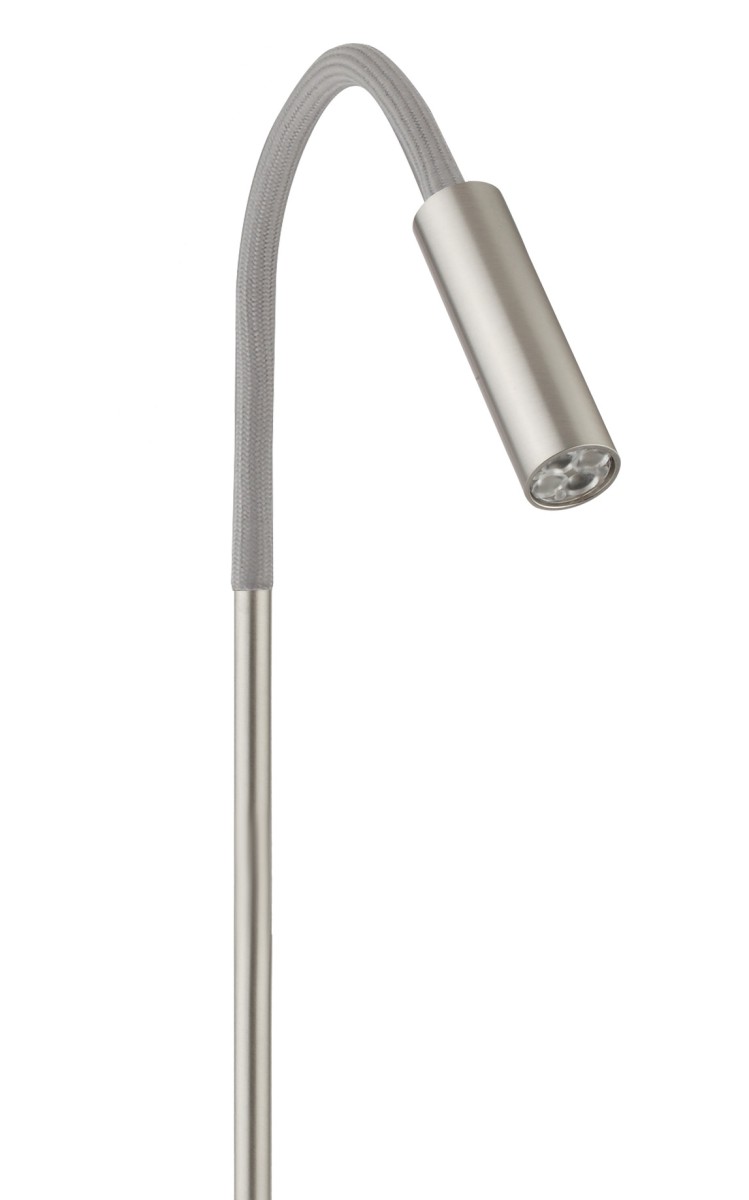 ROCCO - LED Stehleuchte in Nickel Matt / Flex-Schlauch in Grau