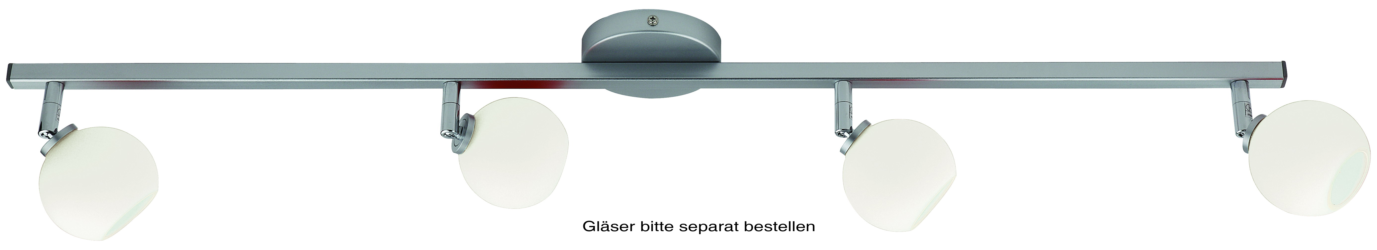 Deckenleuchte 90cm in alu matt, Glas separat 4-fla