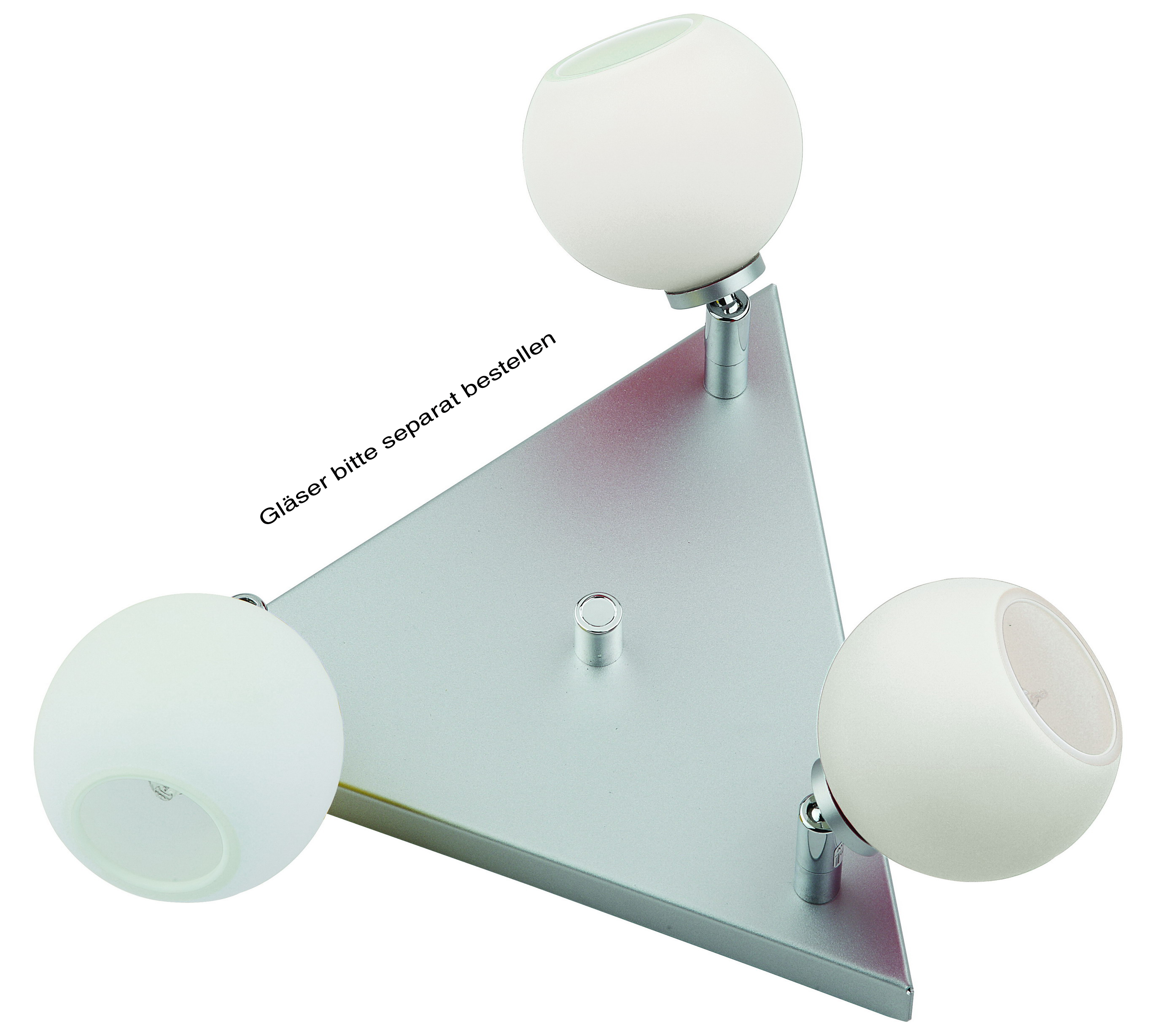 Trioplatte 24cm in alu matt, Glas separat 3-flammi