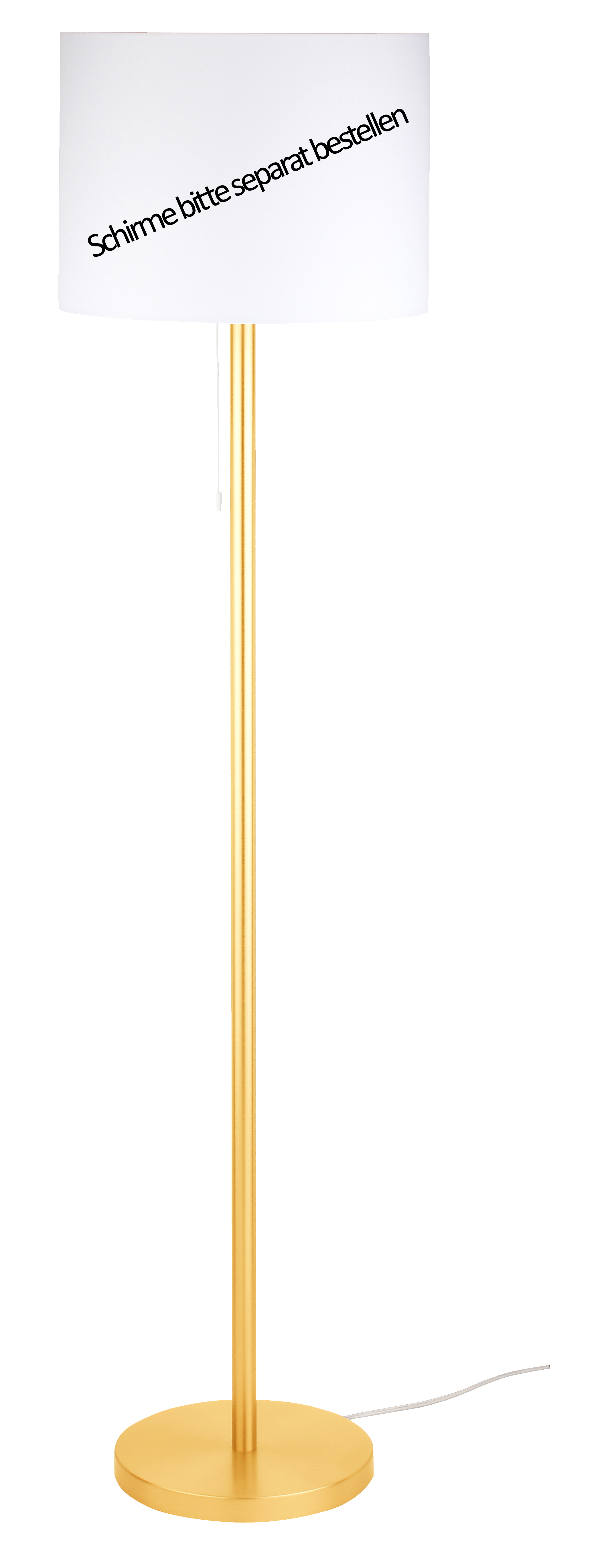 Hugo Stehleuchte 120cm in messing matt, Schirm sep